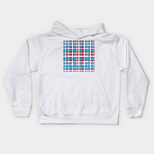 Interlocking Stripes White Red Light Blue Kids Hoodie